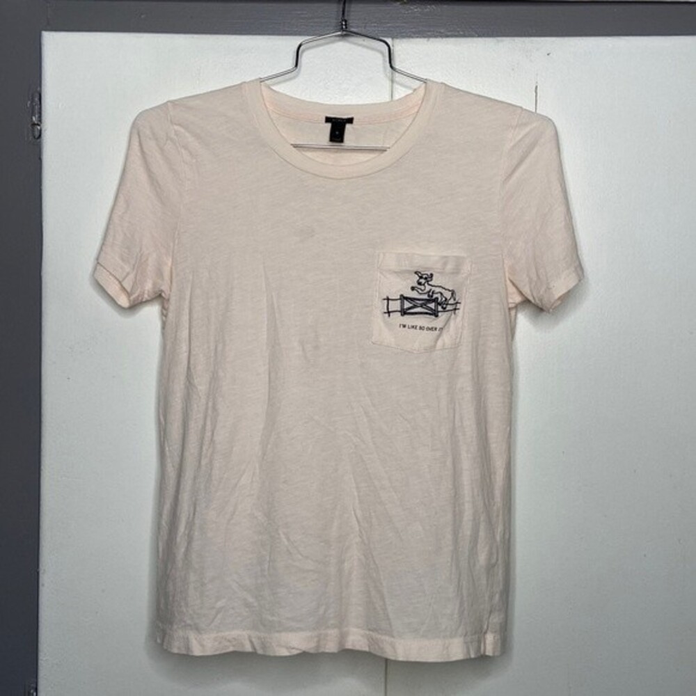 J Crew Womens T Shirt Size S Short Sleeve Crewneck Im Like So Over It Sheep pink
